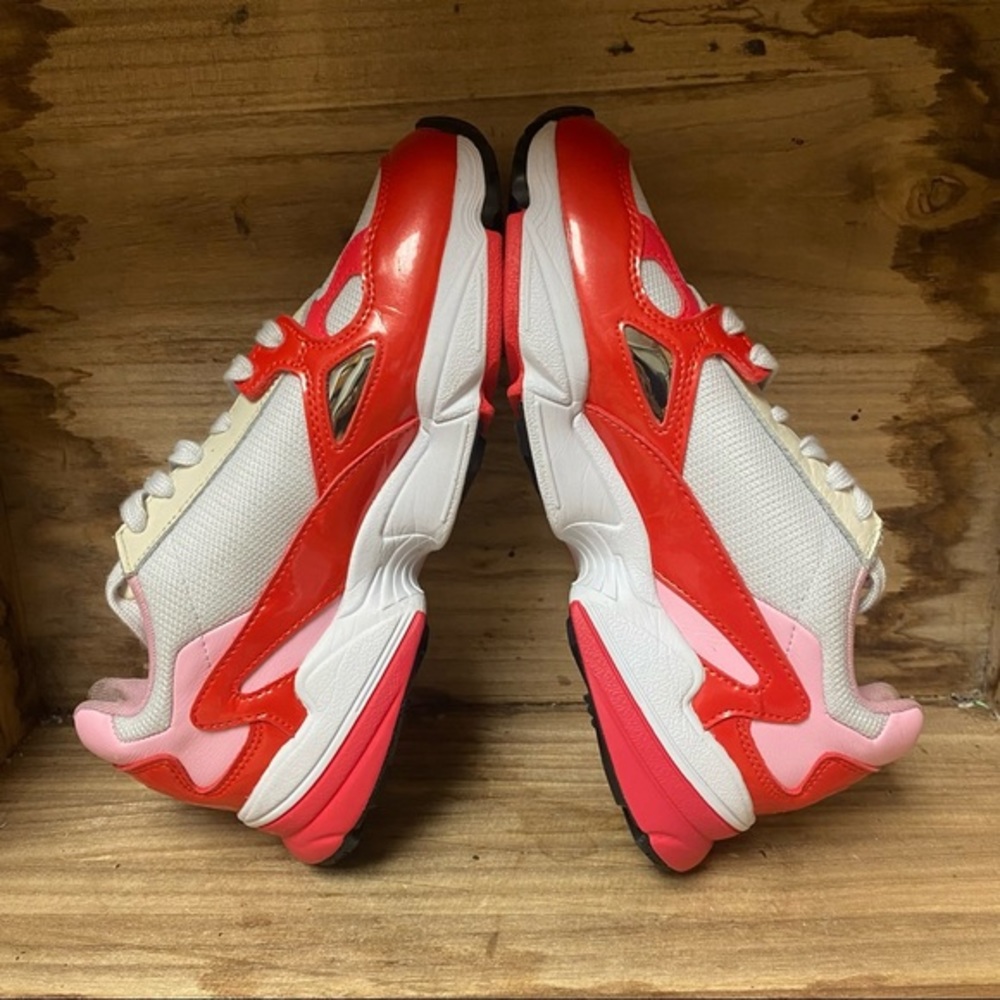 adidas Women's Red Pink White Falcon Sneakers - Picture 7 of 13